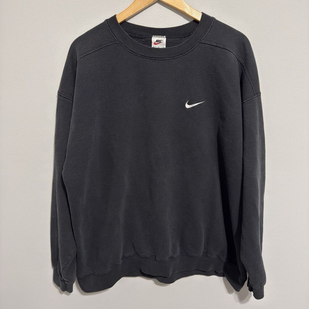 Vintage Nike Sweatshirt Mens XL Black Faded Long Sleeve 90’s Made In USA